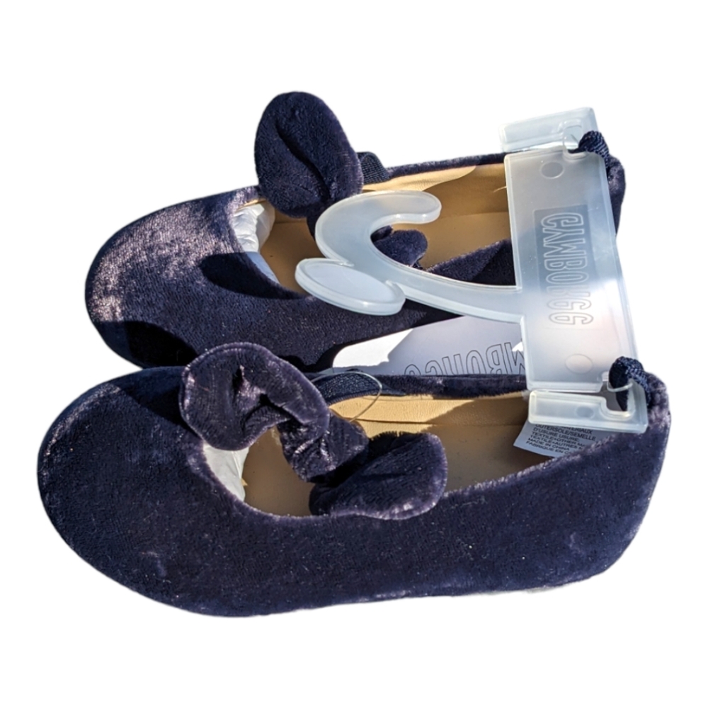 Gymboree Girls size 5 Suedette Navy Blue w/ Elastic Bow Slip On Shoe - Picture 5 of 7